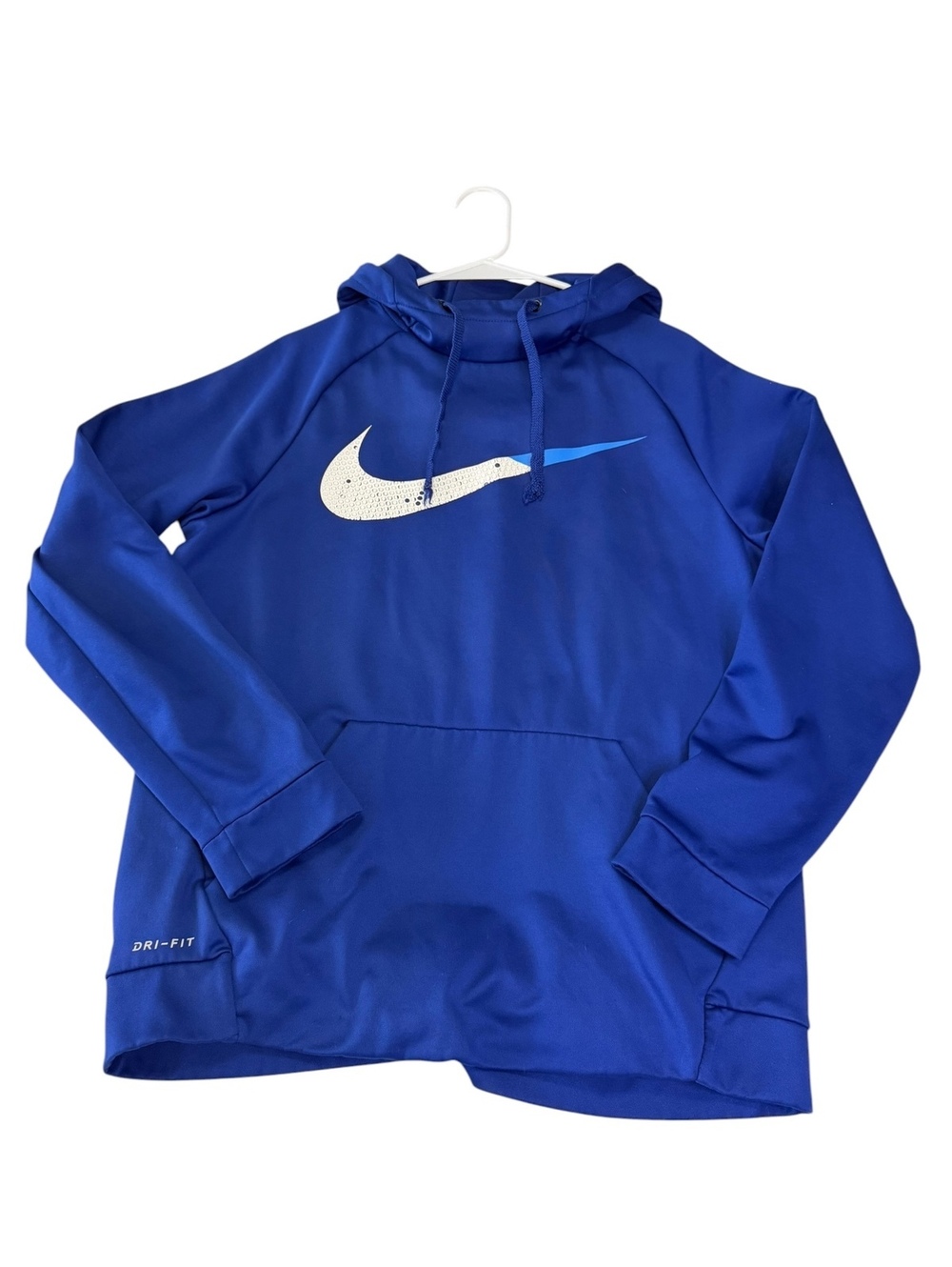 Nike Dry-FIT Men’s Blue Graphic Logo Pullover Hoodie Sweatshirt